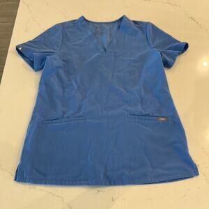 Figs Casma Three-Pocket Scrub Top Light‎ Blue Size Small